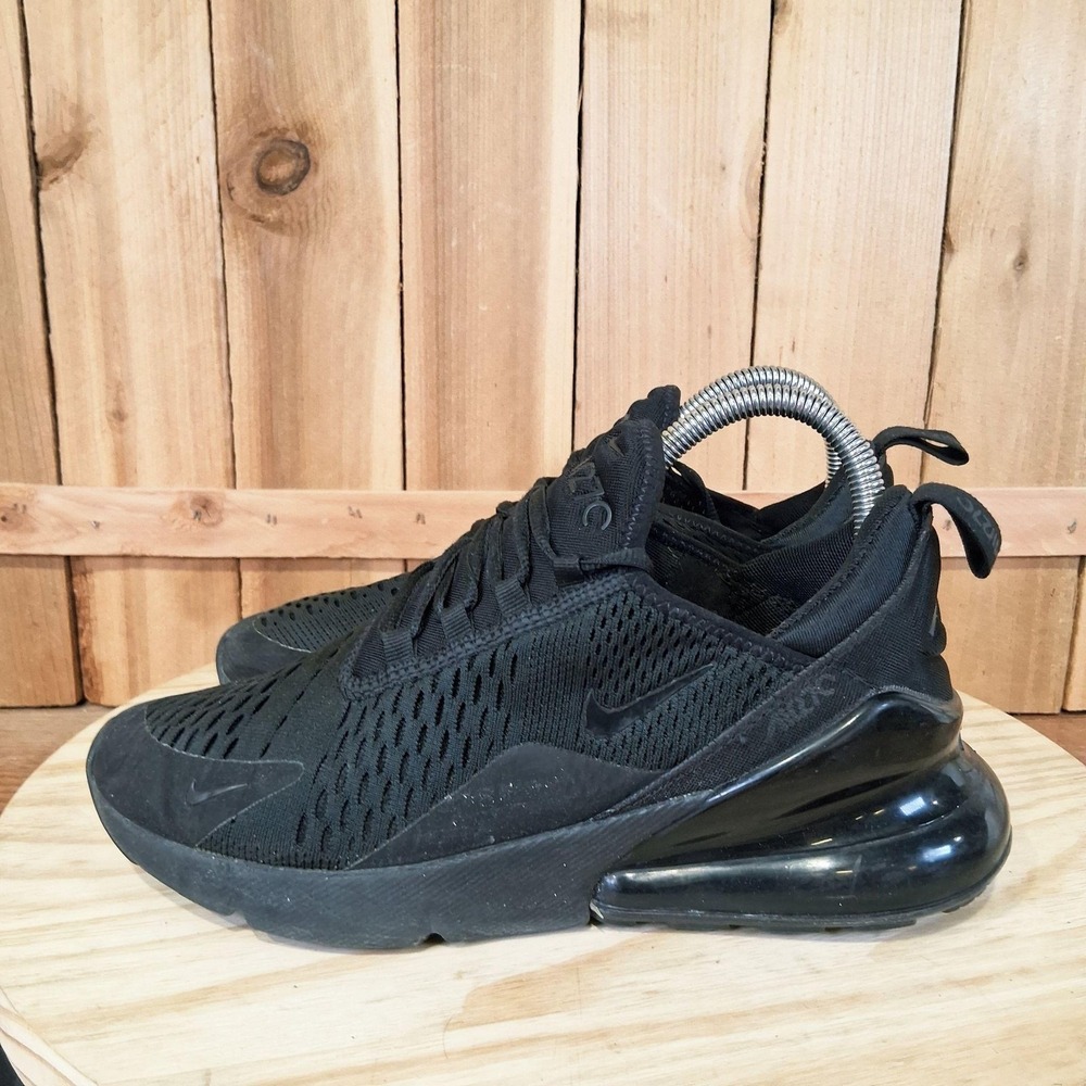 Nike Air Max 270 Shoes Womens 7.5 Triple Black Mesh Running Sneakers AH6789-006